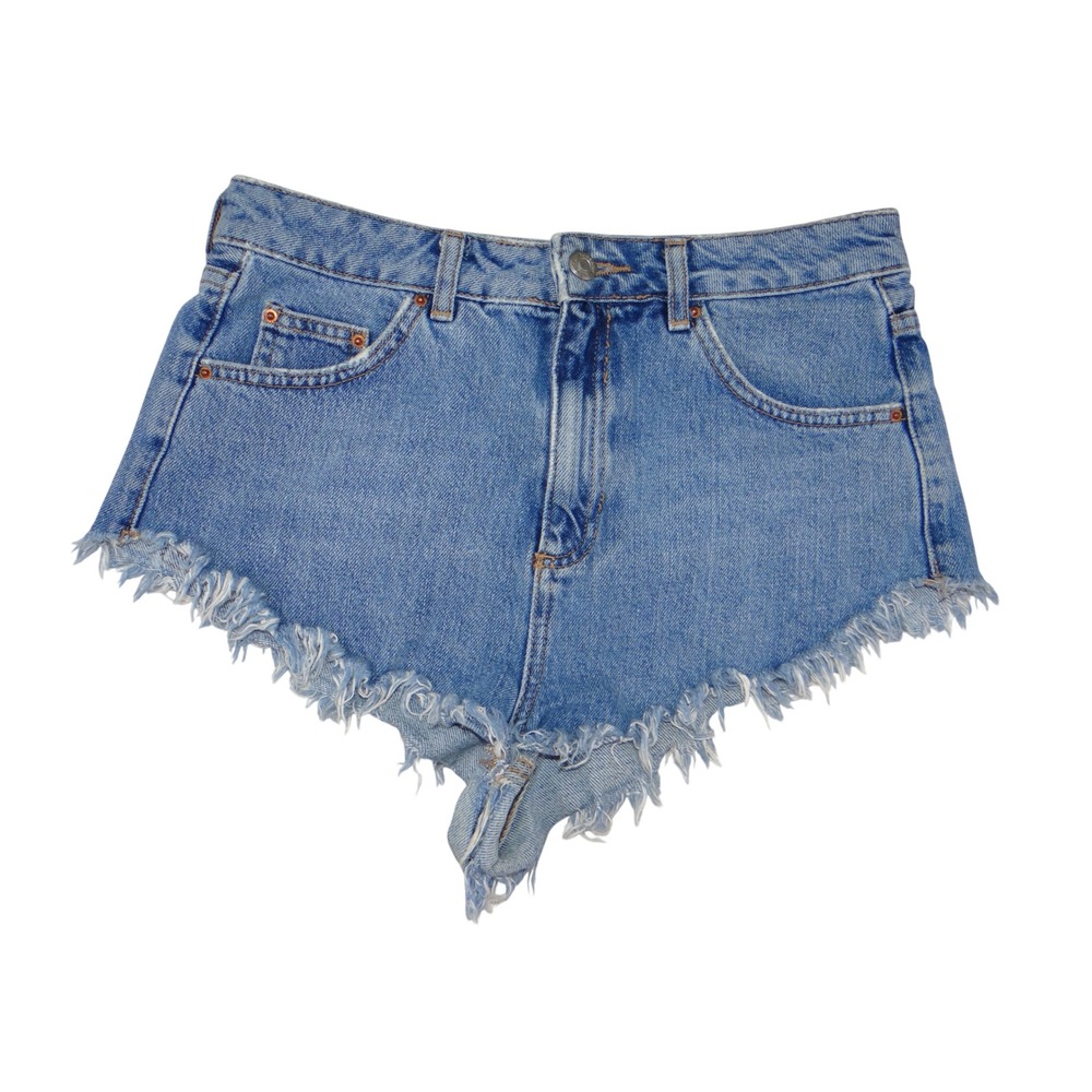 Topshop Moto Kiri Light Wash Frayed Hem Denim Shorts Womens Size 6 US 10 UK 4478